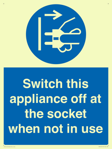Switch this appliance off at the socket when not in use